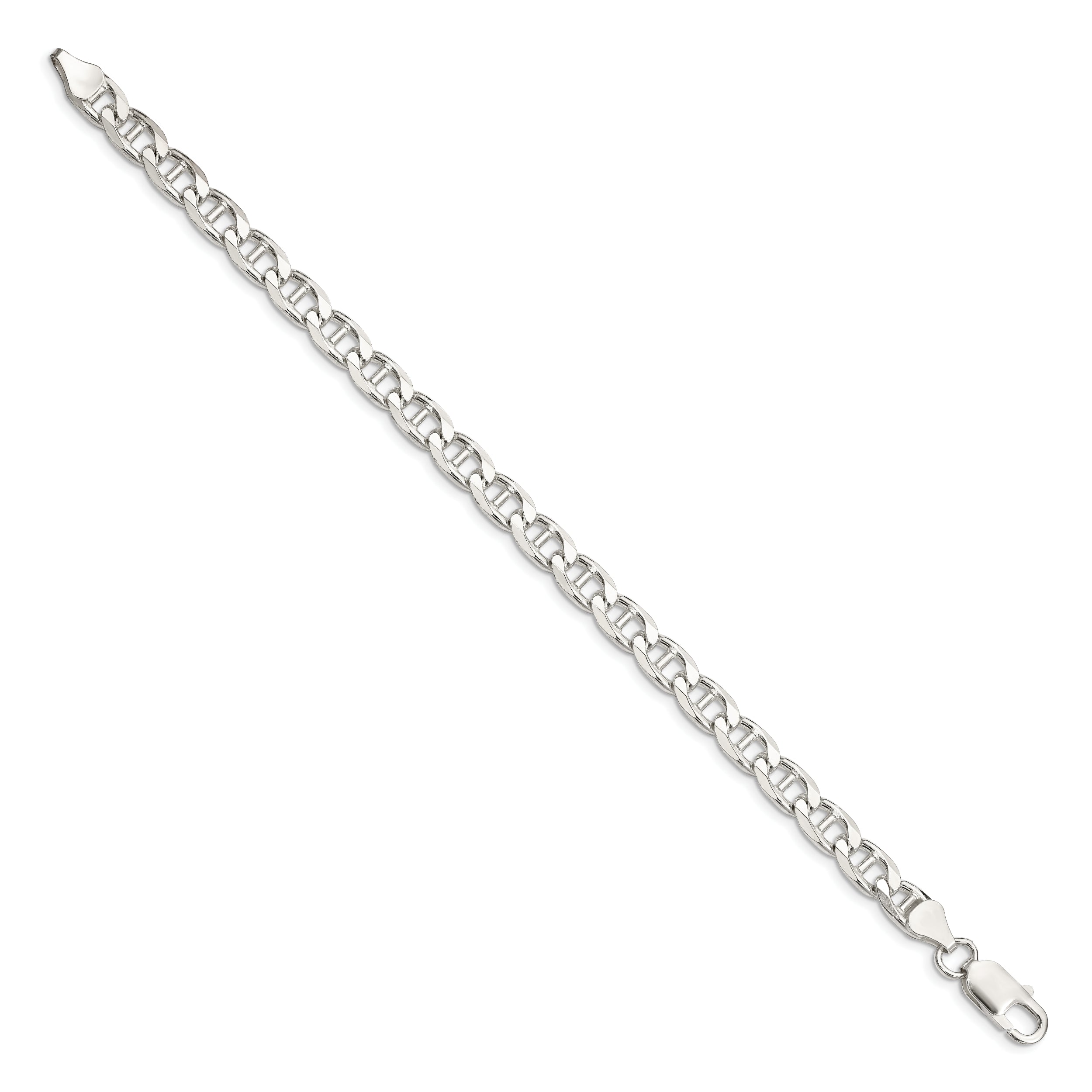 9 Inch Sterling Silver 6.5mm D/C Flat Anchor Curb Chain