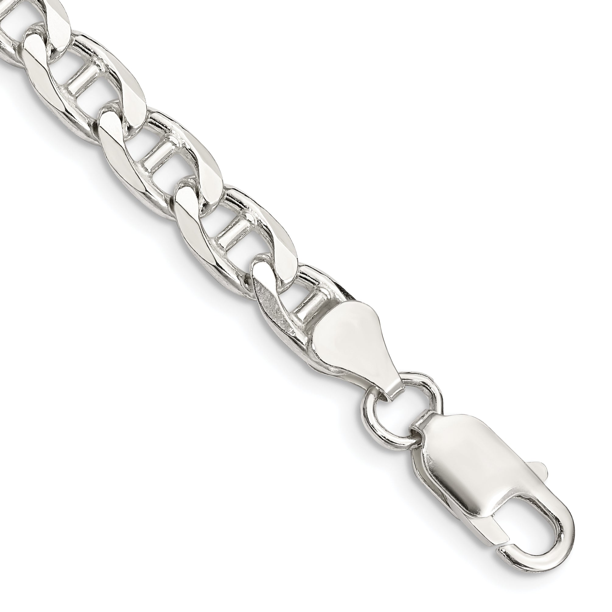 9 Inch Sterling Silver 6.5mm D/C Flat Anchor Curb Chain