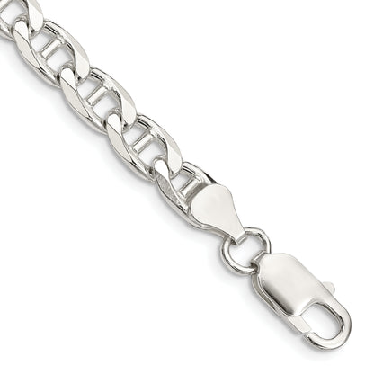 9 Inch Sterling Silver 6.5mm D/C Flat Anchor Curb Chain