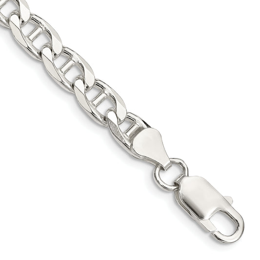8 Inch Sterling Silver 6.5mm D/C Flat Anchor Curb Chain