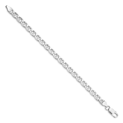 Sterling Silver Rhodium-plated 6.5mm D/C Flat Anchor Curb Chain Bracelet