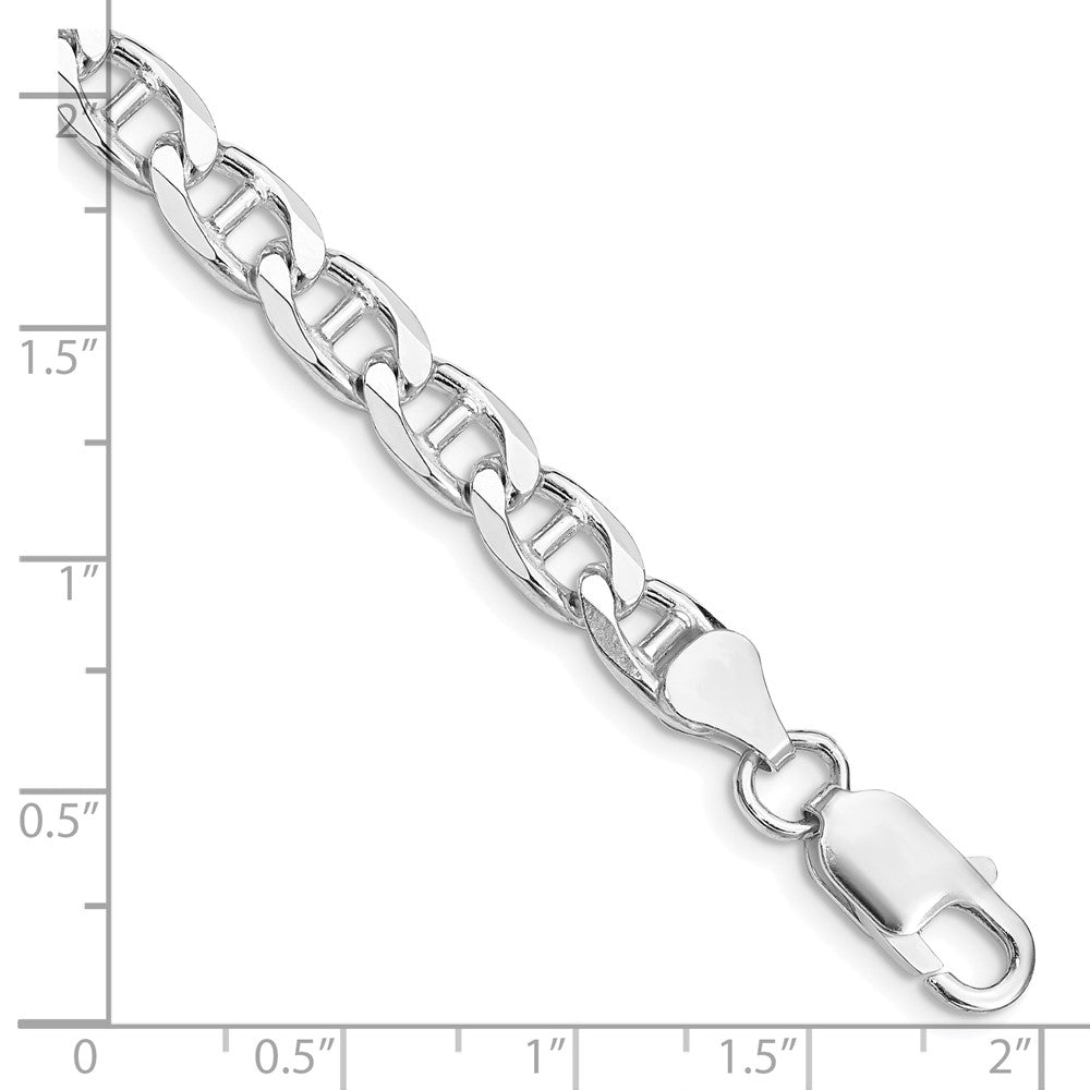 Sterling Silver Rhodium-plated 6.5mm D/C Flat Anchor Curb Chain Bracelet