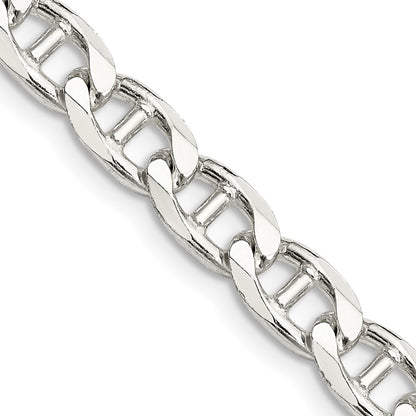 Sterling Silver 6.5mm D/C Flat Anchor Curb Chain Necklace