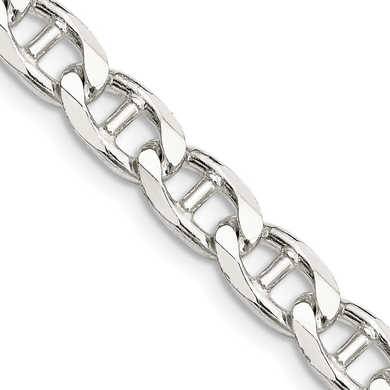 Sterling Silver 6.5mm D/C Flat Anchor Curb Chain Necklace