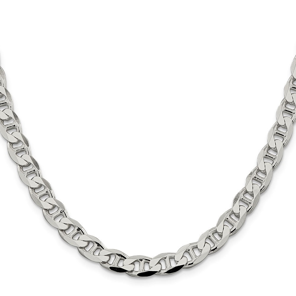 Sterling Silver 7.4mm D/C Flat Anchor Curb Chain Necklace