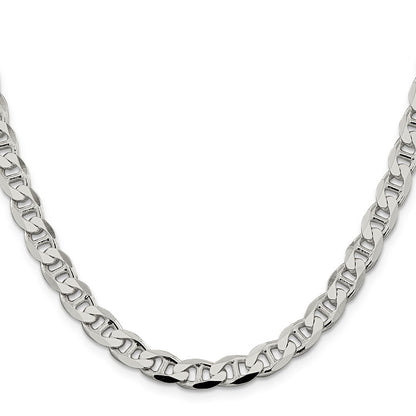 Sterling Silver 7.4mm D/C Flat Anchor Curb Chain Necklace