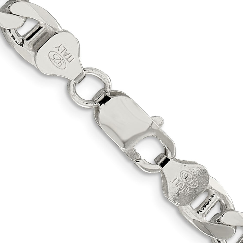 Sterling Silver 7.4mm D/C Flat Anchor Curb Chain Necklace