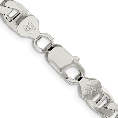 Sterling Silver 7.4mm D/C Flat Anchor Curb Chain Necklace
