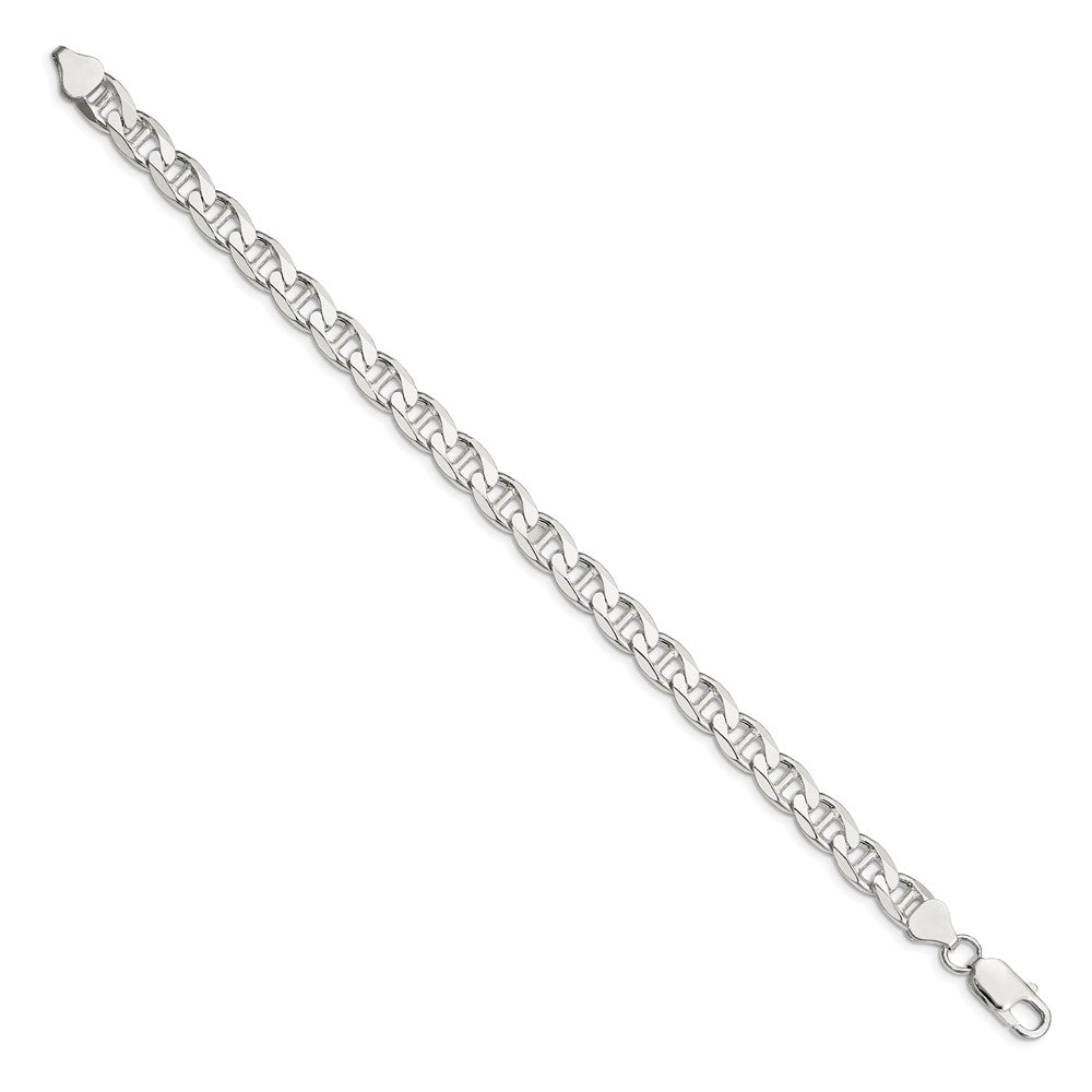 Sterling Silver 7.4mm D/C Flat Anchor Curb Chain Bracelet