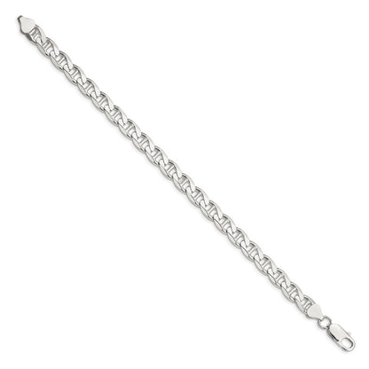 Sterling Silver 7.4mm D/C Flat Anchor Curb Chain Bracelet