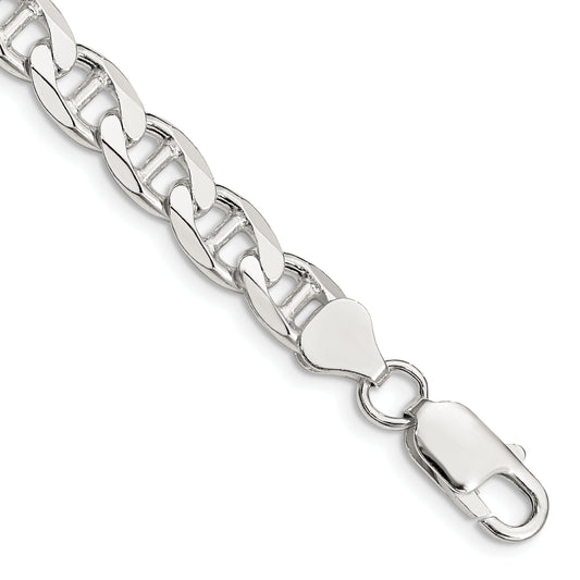 9 Inch Sterling Silver 7.4mm D/C Flat Anchor Curb Chain