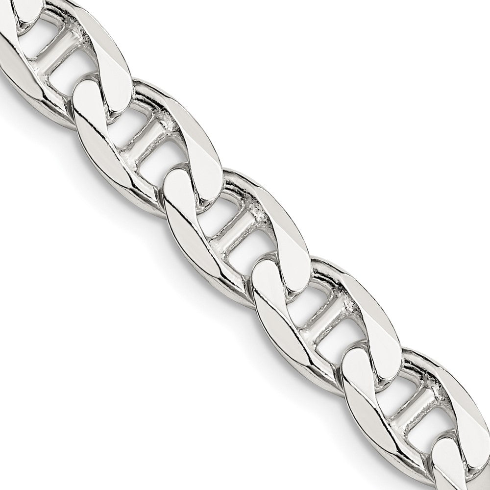Sterling Silver 7.4mm D/C Flat Anchor Curb Chain Necklace