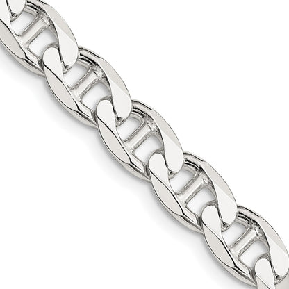 Sterling Silver 7.4mm D/C Flat Anchor Curb Chain Necklace