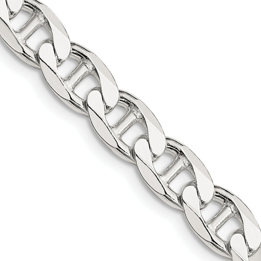26 Inch Sterling Silver 7.4mm D/C Flat Anchor Curb Chain