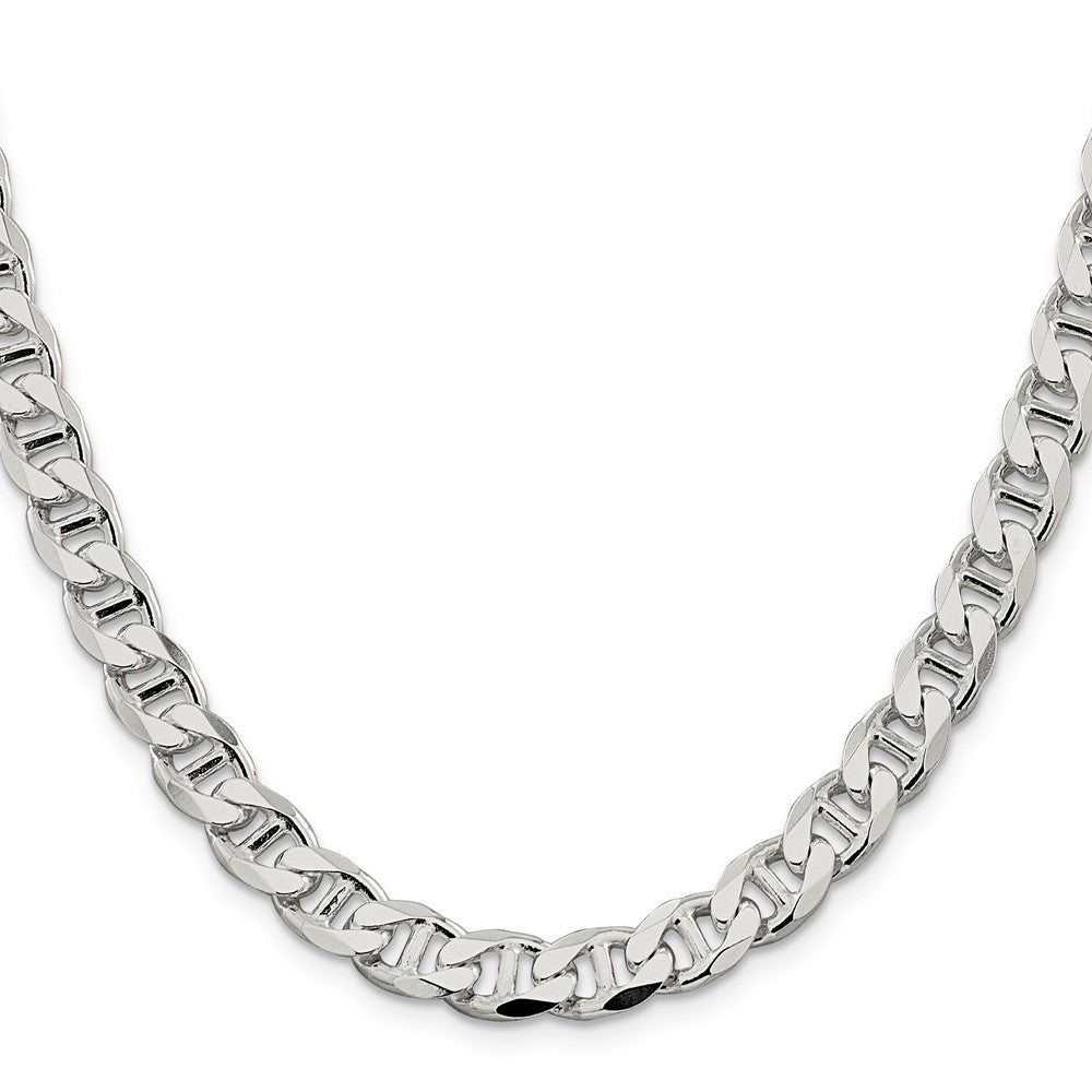 Sterling Silver 8.25mm D/C Flat Anchor Curb Chain Necklace