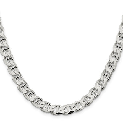 Sterling Silver 8.25mm D/C Flat Anchor Curb Chain Necklace