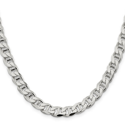 22 Inch Sterling Silver 8.25mm D/C Flat Anchor Curb Chain