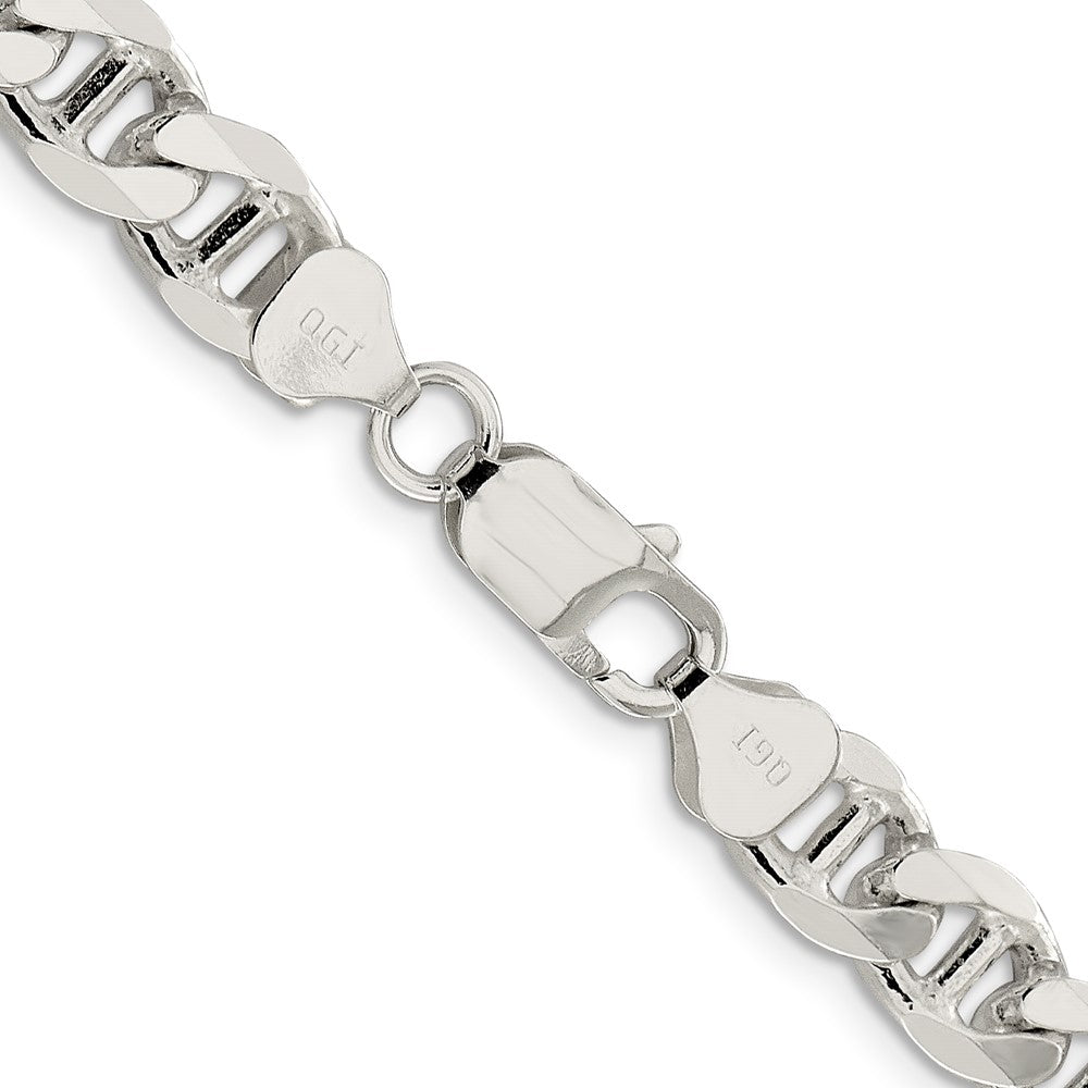 Sterling Silver 8.25mm D/C Flat Anchor Curb Chain Necklace