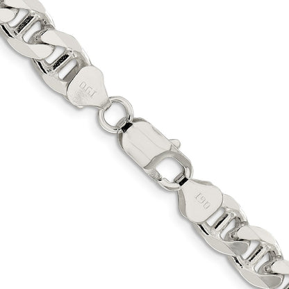 Sterling Silver 8.25mm D/C Flat Anchor Curb Chain Necklace
