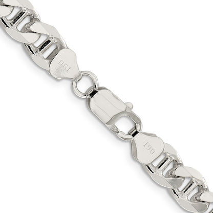 22 Inch Sterling Silver 8.25mm D/C Flat Anchor Curb Chain