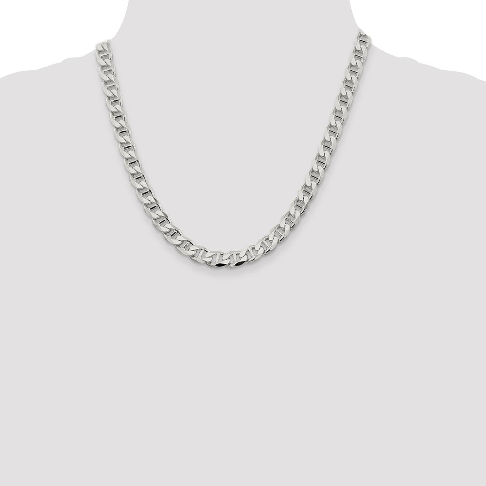 Sterling Silver 8.25mm D/C Flat Anchor Curb Chain Necklace