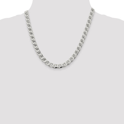 Sterling Silver 8.25mm D/C Flat Anchor Curb Chain Necklace