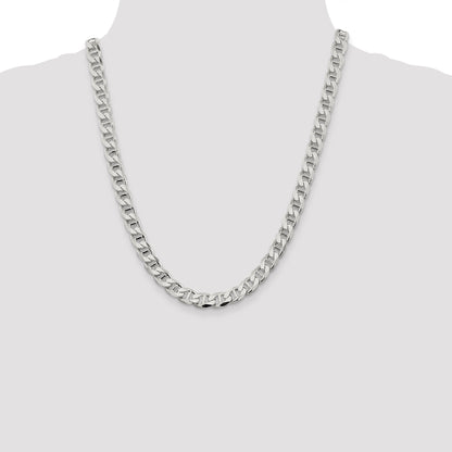 22 Inch Sterling Silver 8.25mm D/C Flat Anchor Curb Chain