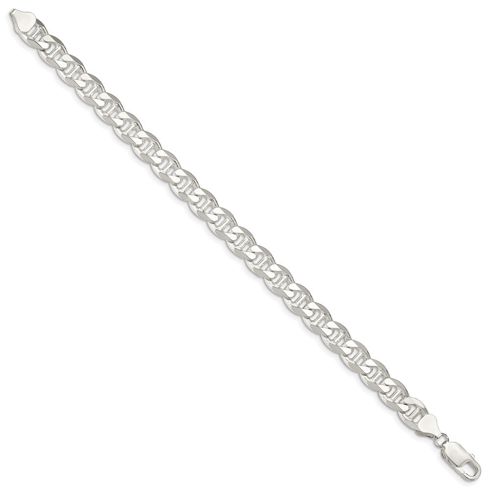 Sterling Silver 8.25mm D/C Flat Anchor Curb Chain Bracelet