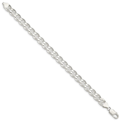 Sterling Silver 8.25mm D/C Flat Anchor Curb Chain Bracelet