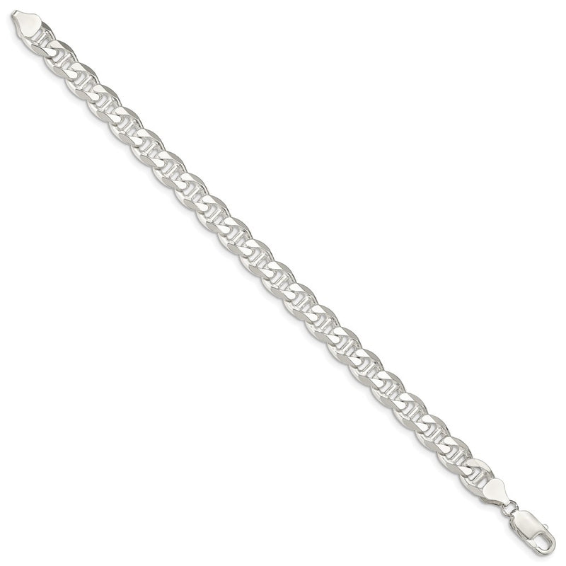 Sterling Silver 8.25mm D/C Flat Anchor Curb Chain Bracelet