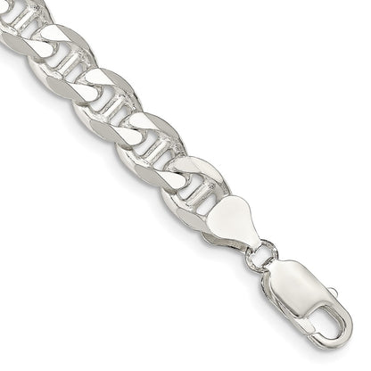 Sterling Silver 8.25mm D/C Flat Anchor Curb Chain Bracelet