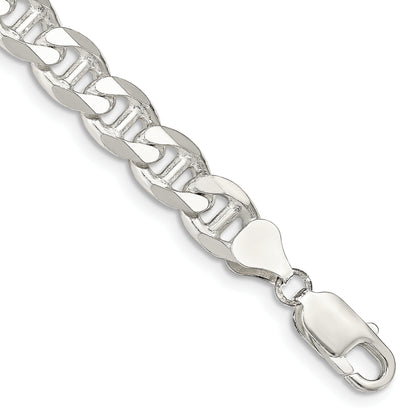 9 Inch Sterling Silver 8.25mm D/C Flat Anchor Curb Chain