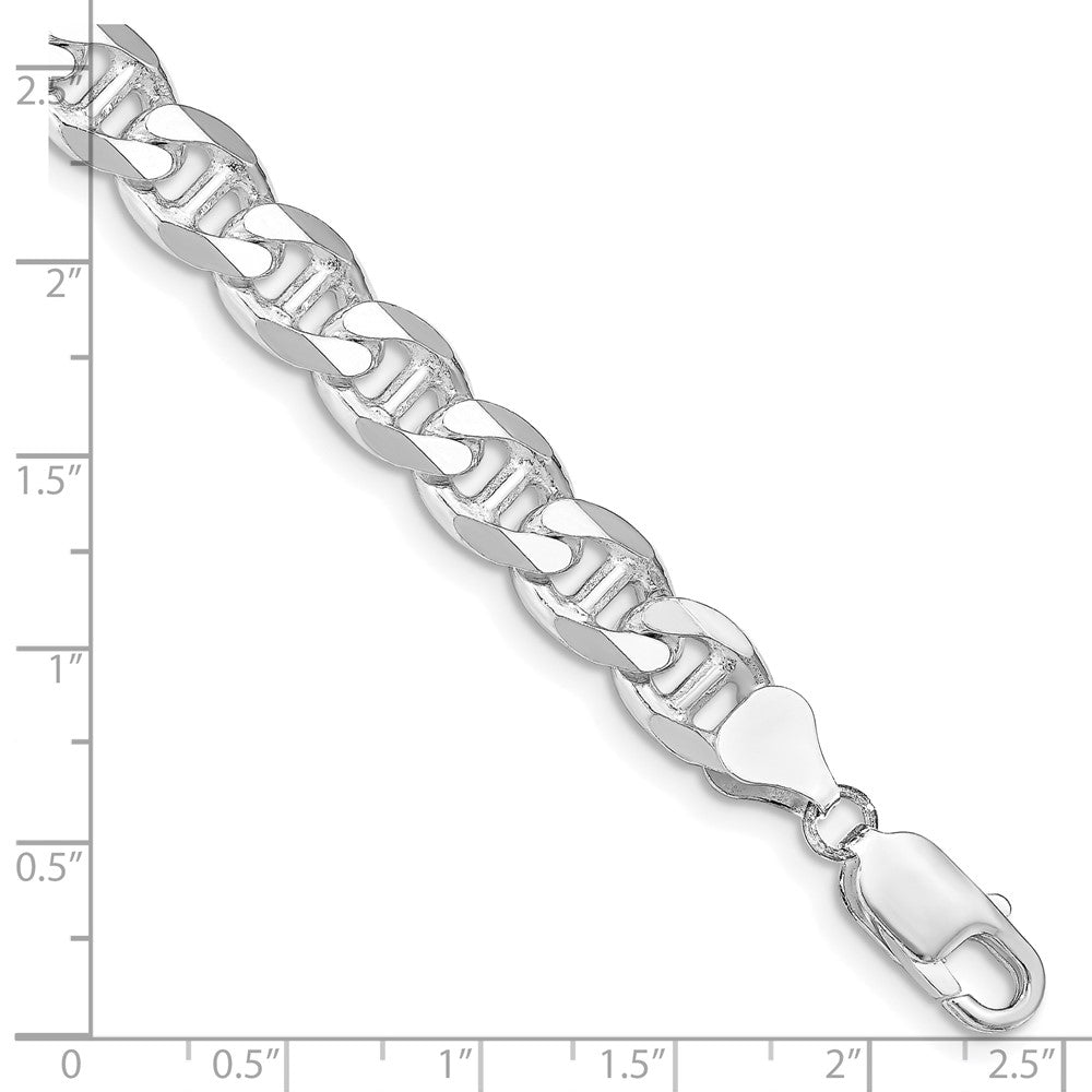 Sterling Silver Rhodium-plated 8.25mm D/C Flat Anchor Curb Chain Bracelet