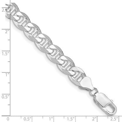 Sterling Silver Rhodium-plated 8.25mm D/C Flat Anchor Curb Chain Bracelet