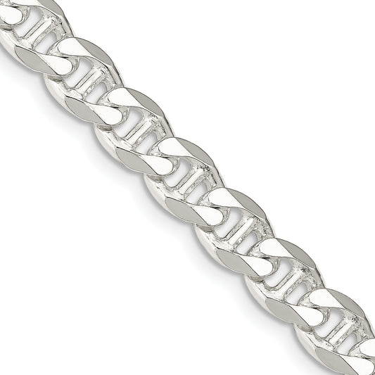 24 Inch Sterling Silver 8.25mm D/C Flat Anchor Curb Chain