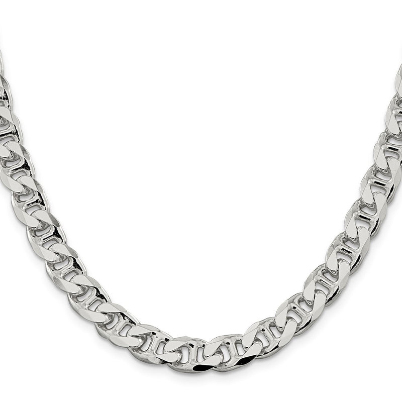 Sterling Silver 9mm D/C Flat Anchor Curb Chain Necklace