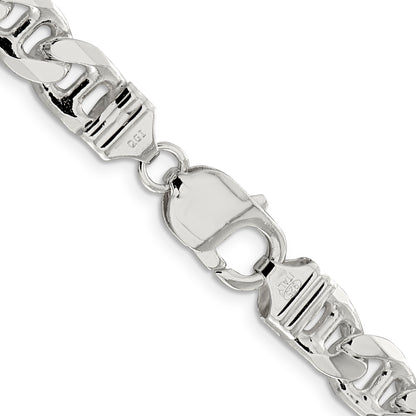 26 Inch Sterling Silver 9mm D/C Flat Anchor Curb Chain