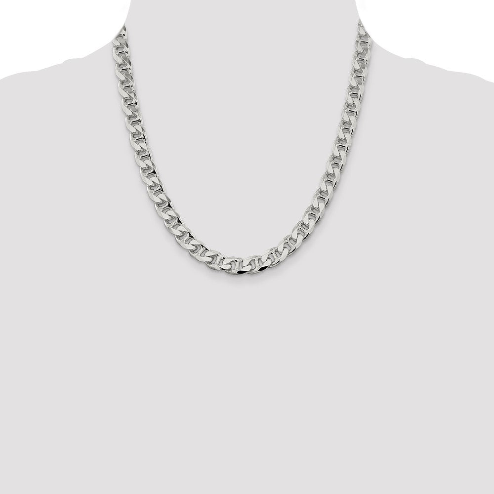 Sterling Silver 9mm D/C Flat Anchor Curb Chain Necklace