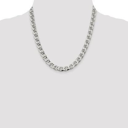 Sterling Silver 9mm D/C Flat Anchor Curb Chain Necklace