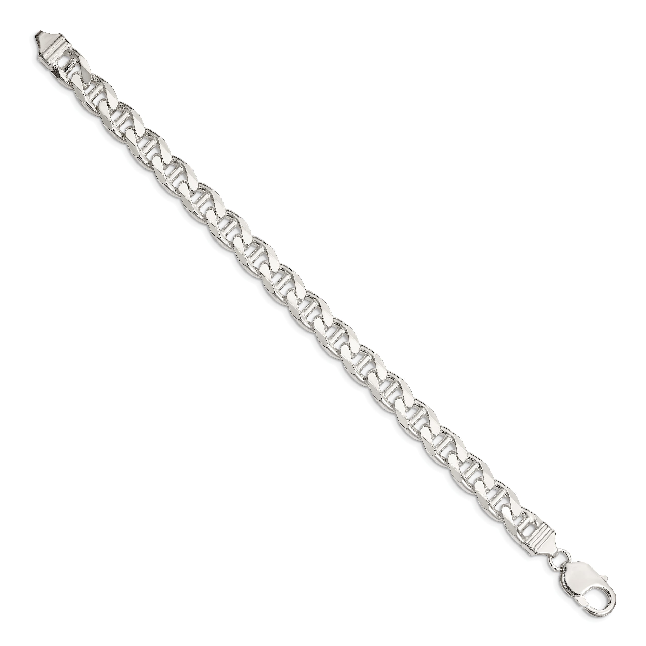 8 Inch Sterling Silver 9mm D/C Flat Anchor Curb Chain