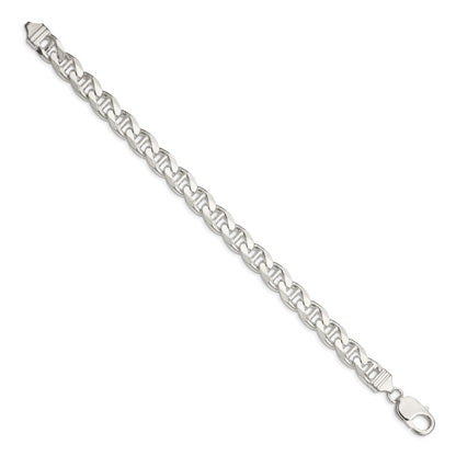 8 Inch Sterling Silver 9mm D/C Flat Anchor Curb Chain