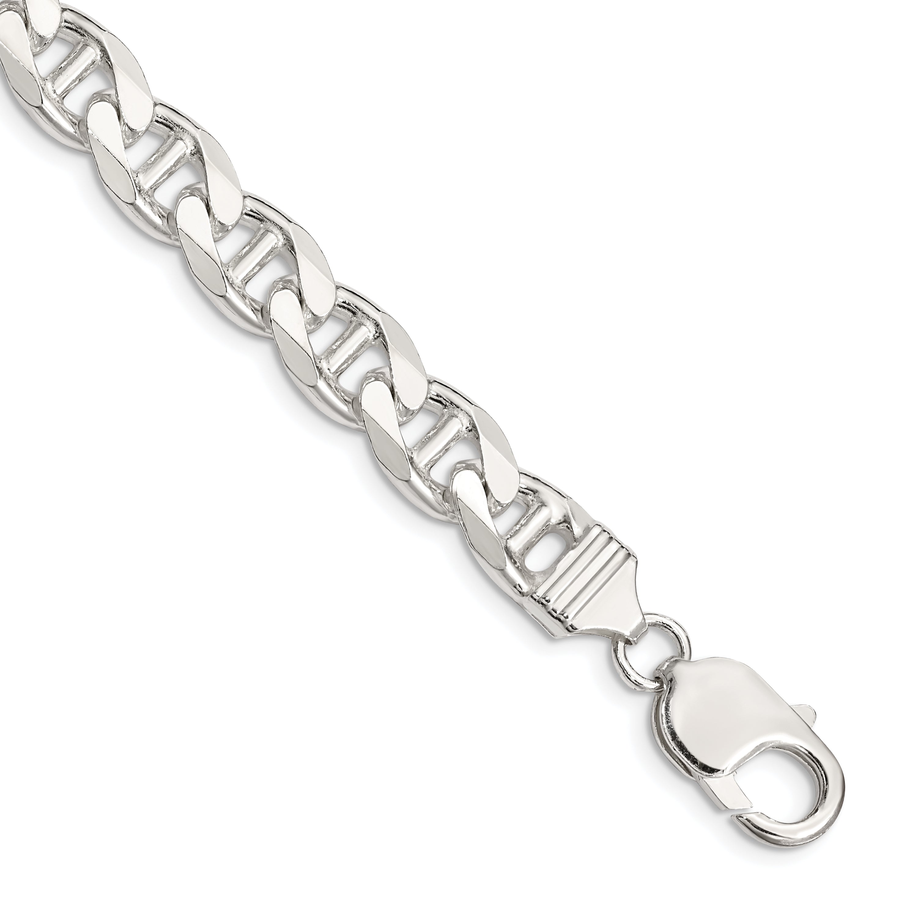 8 Inch Sterling Silver 9mm D/C Flat Anchor Curb Chain