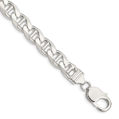 8 Inch Sterling Silver 9mm D/C Flat Anchor Curb Chain
