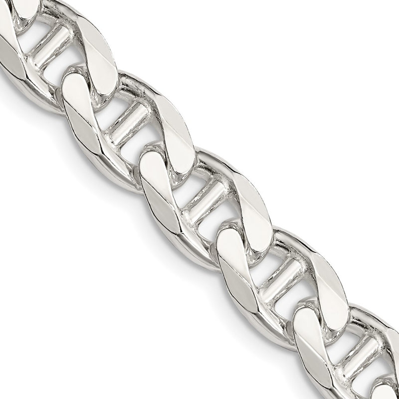 Sterling Silver 9mm D/C Flat Anchor Curb Chain Necklace
