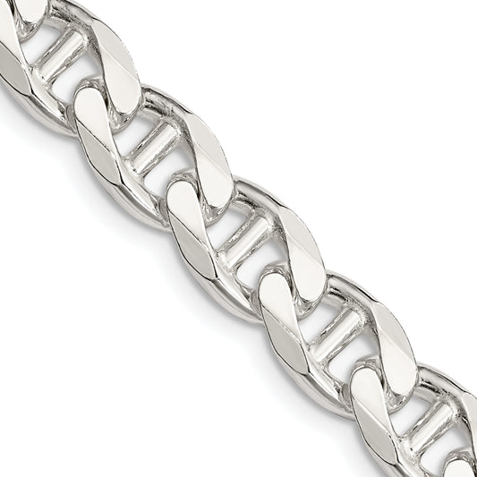 22 Inch Sterling Silver 9mm D/C Flat Anchor Curb Chain