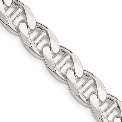 26 Inch Sterling Silver 9mm D/C Flat Anchor Curb Chain