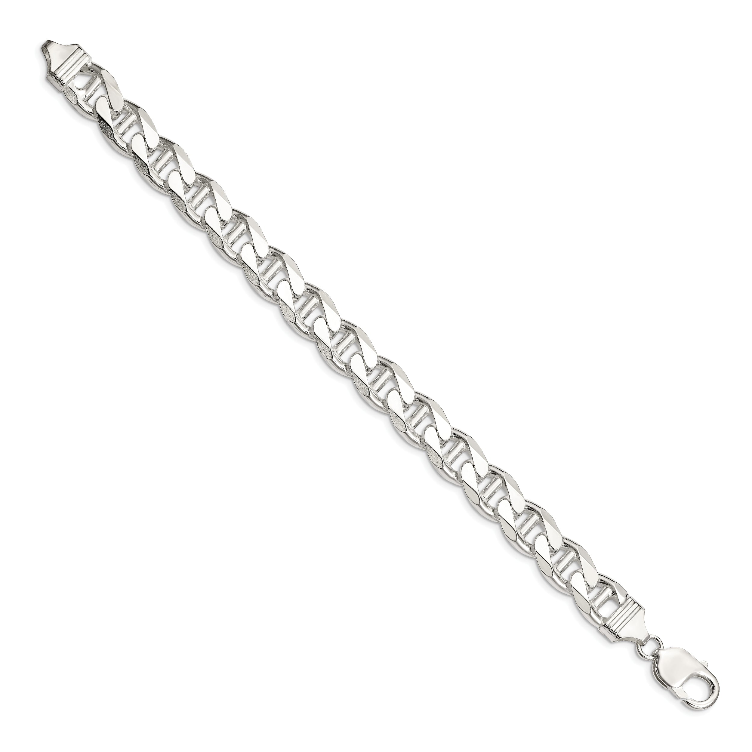 8 Inch Sterling Silver 10.8mm D/C Flat Anchor Curb Chain