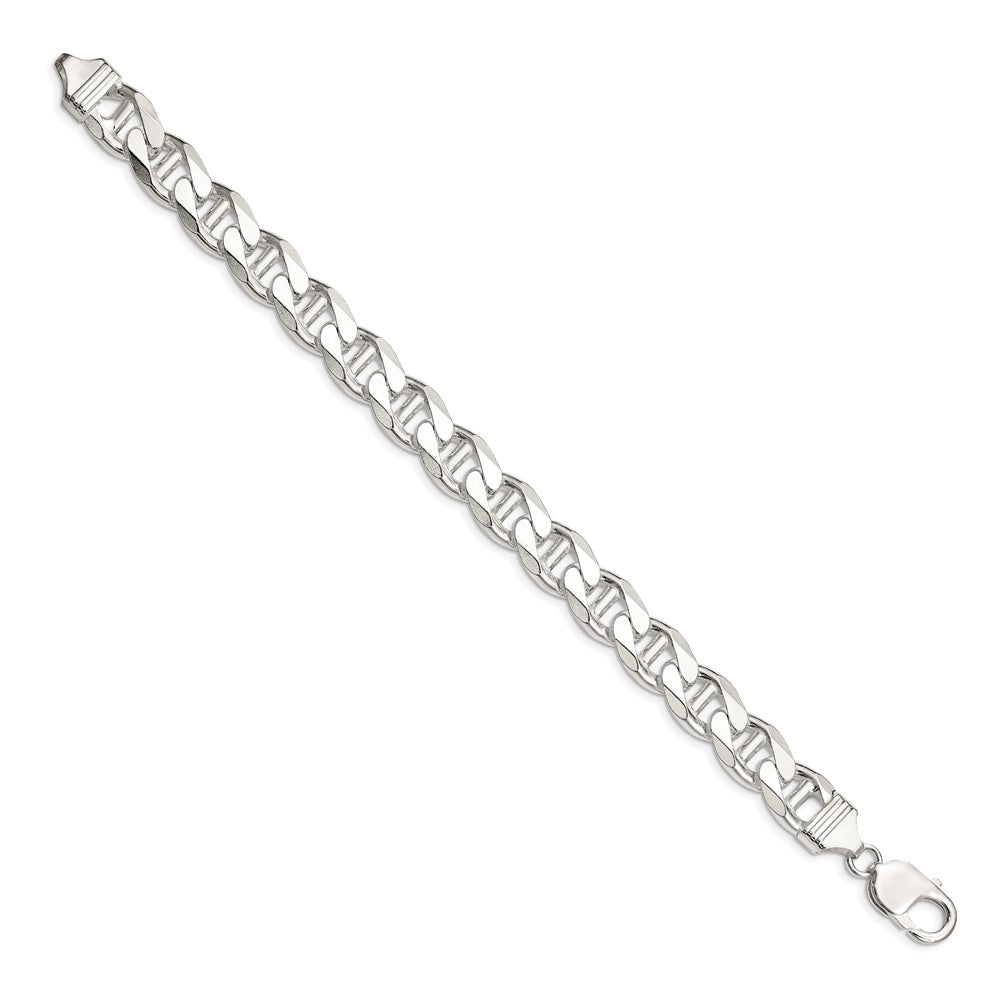 Sterling Silver 10.8mm D/C Flat Anchor Curb Chain Bracelet