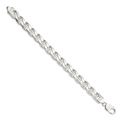 Sterling Silver 10.8mm D/C Flat Anchor Curb Chain Bracelet