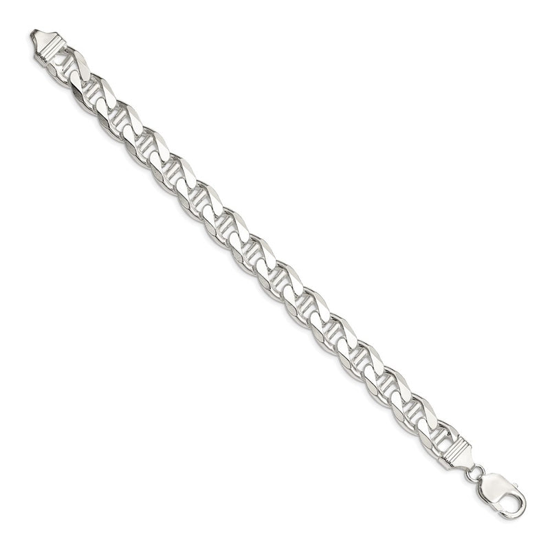 Sterling Silver 10.8mm D/C Flat Anchor Curb Chain Bracelet